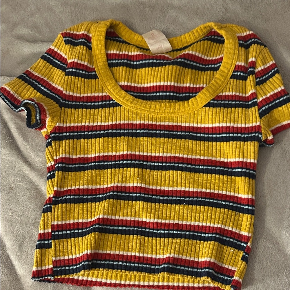 No Boundaries Yellow Striped Crop Top